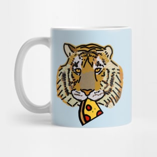 Tiger Portrait with Pepperoni Pizza Slice Mug